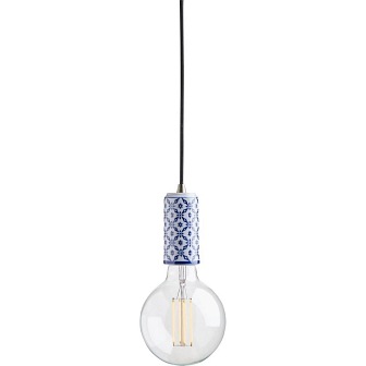 Ceramiczna oprawka z kablem Ming niebieska z LED